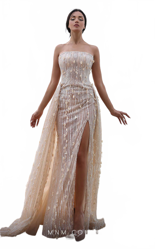 MNM Couture K4126 Beige Sophisticated Evening Gown – Size 4