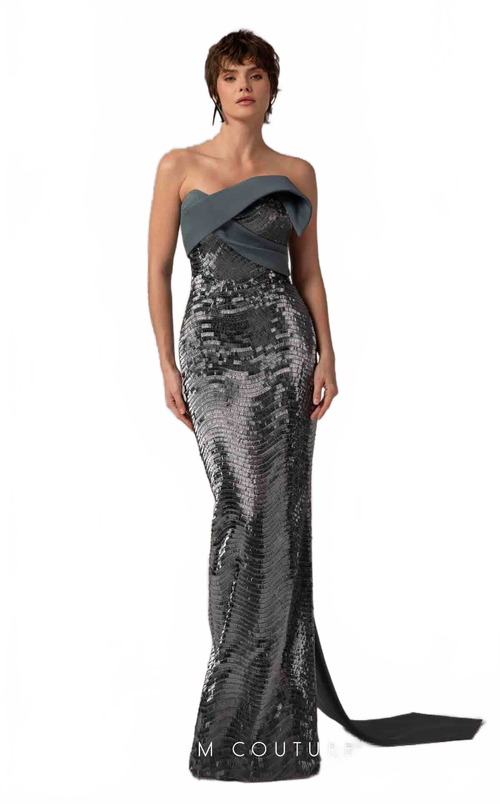 MNM Couture E0087 Silver Off-Shoulder Gown