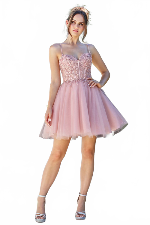 Adora Design 1065 Short A-Line Corset Applique Homecoming Dress