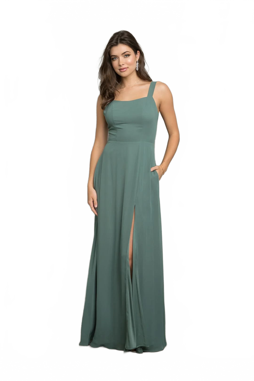 Eva USA 3485 Bridesmaids Long Slit Formal Dress