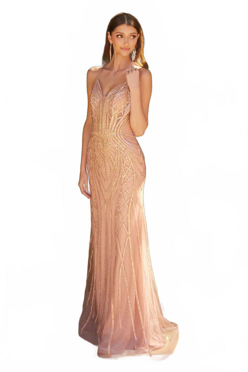 Beaded Fitted Sleeveless Gown by GLS Gloria GL3586