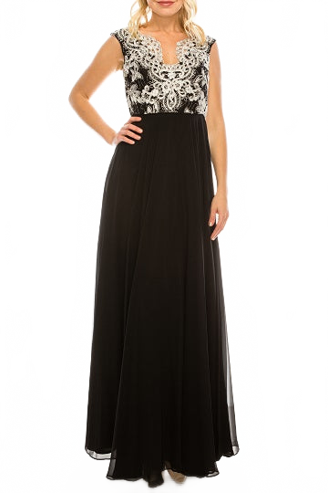 Aidan Mattox MD1E201158 Sleeveless Metallic Lace A-Line Dress