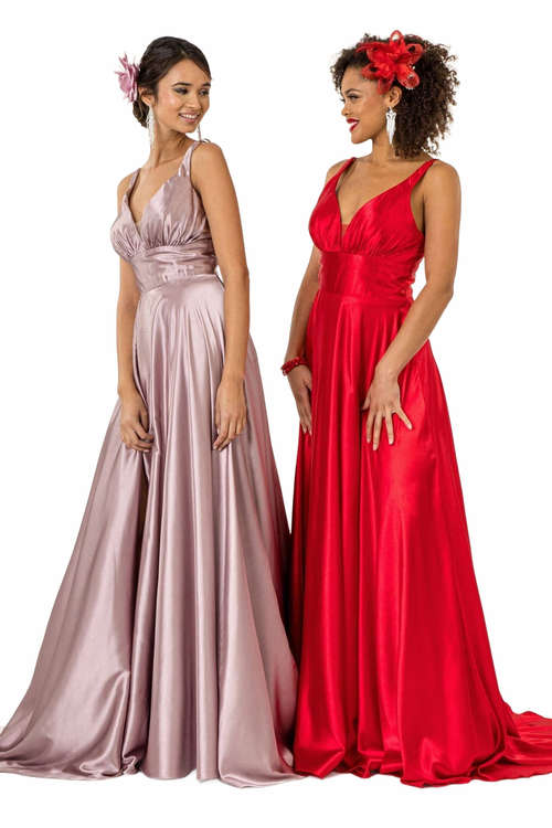 Satin V-Neck Bridesmaids Dress by Elizabeth K GL2963