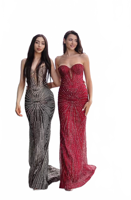 Strapless Corset Sequin Evening Gown | Sparkling Mermaid Prom Dress By May Queen MQ2195