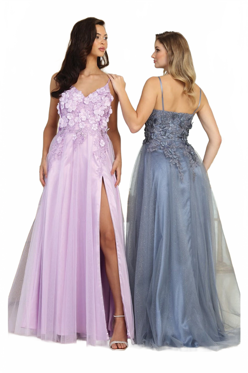 May Queen MQ2016 Sleeveless 3D Floral Embellished Pageant Evening Gown