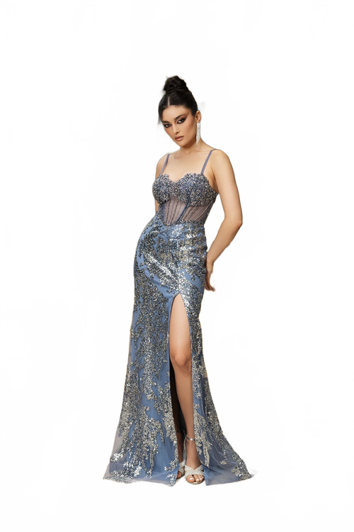 Evening Dress Sleeveless Sequin Sheath Gala Gown By Royal Queen RQ8160
