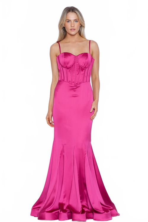 POLY USA 9008 Spaghetti Strap Satin Sweetheart Mermaid Formal Dress