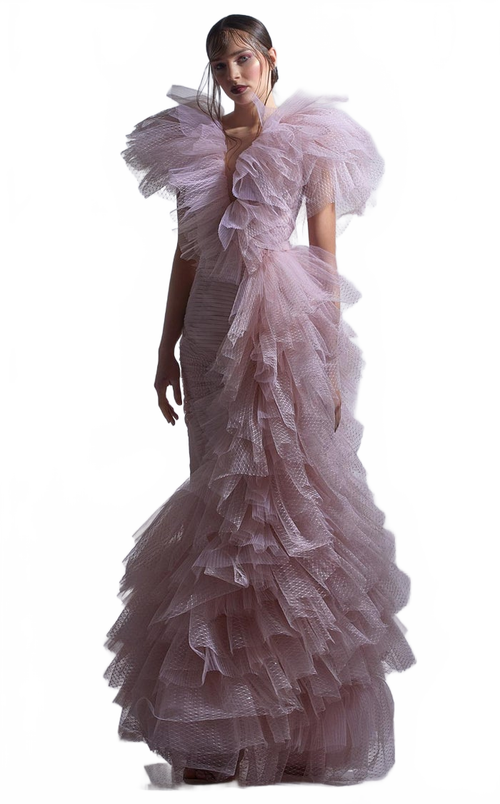 Gaby Charbachy G1289 Lace Embroidered Fit & Flare Evening Gown by MNM Couture