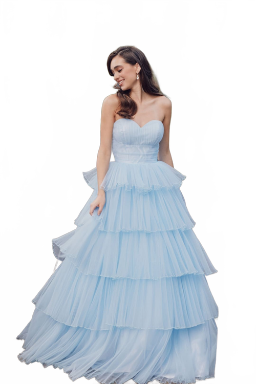 Strapless A-line Tiered Ruffled Gown by Juliet JT2452K