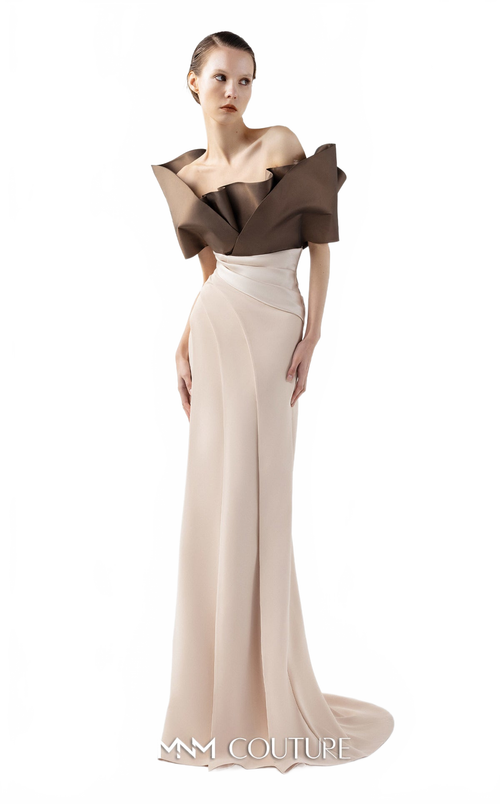 Gaby Charbachy G2000 Off-Shoulder Couture Evening Gown in Gold