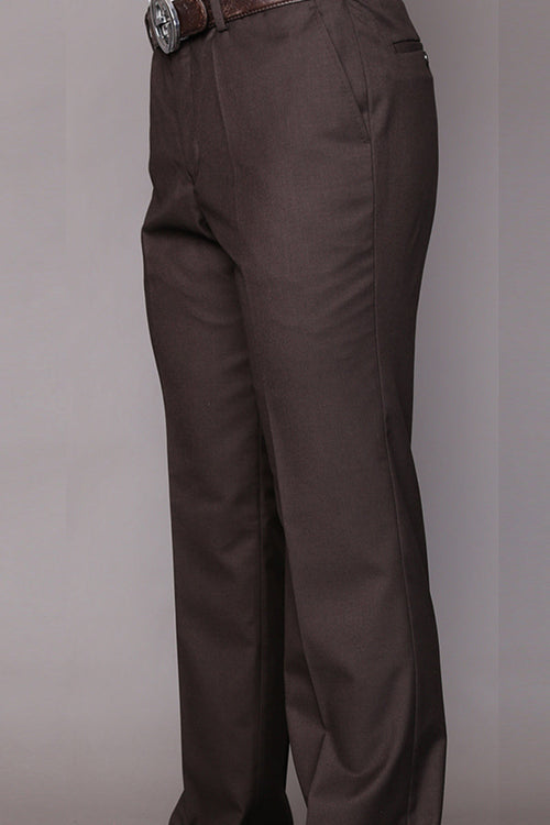 Men's Modern Fit Wool Dress Pants in Brown