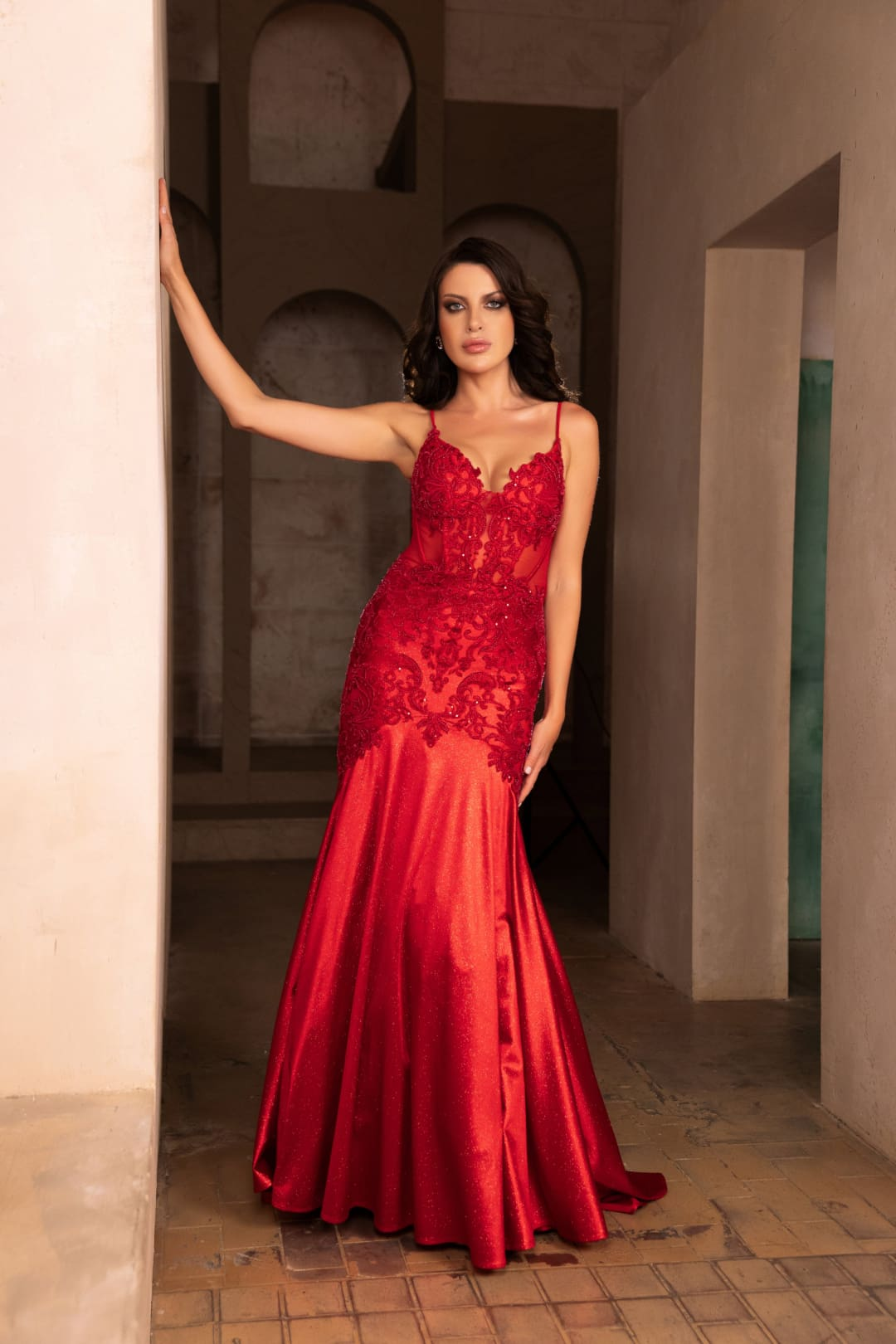 Pageant Dress V-Neck Sleeveless Mermaid Gown By May Queen MQ2123
