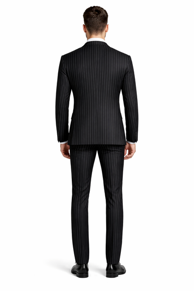 Mens Vested Gangster Pinstripe 1920's Suit in Black