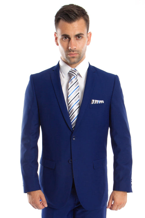 Men's Indigo Blue Slim Fit Wedding Suit from Tazio Suits