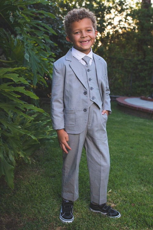 Safari Kids Linen Heather Grey Suit 5-Piece Set by Peanut Butter Collection