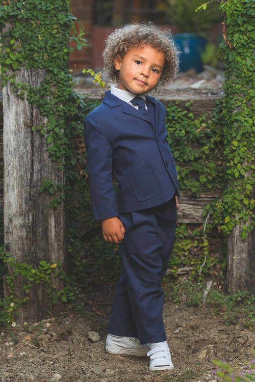Safari Kids Linen Indigo Suit 5-Piece Set by Peanut Butter Collection