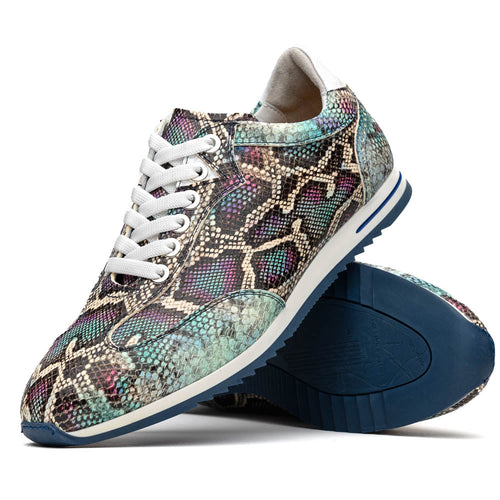 Zelli Peri Python Embossed Calfskin Sneakers in Marine Blue
