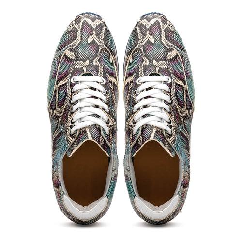 Zelli Peri Python Embossed Calfskin Sneakers in Marine Blue