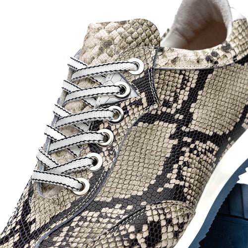 Zelli Peri Python-Embossed Calfskin Sneakers in Black / White