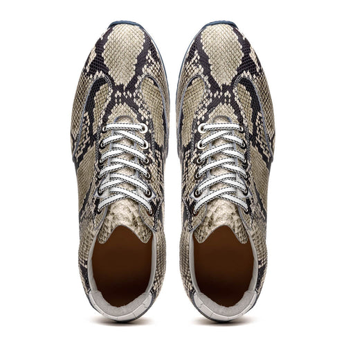 Zelli Peri Python-Embossed Calfskin Sneakers in Black / White