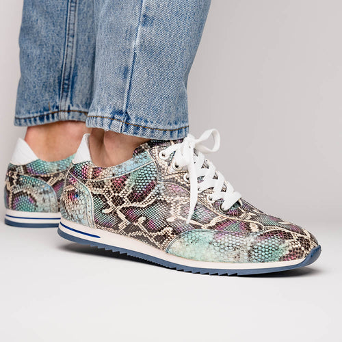 Zelli Peri Python Embossed Calfskin Sneakers in Marine Blue