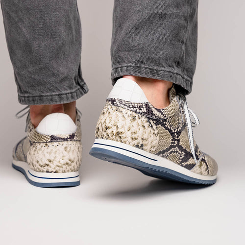 Zelli Peri Python-Embossed Calfskin Sneakers in Black / White