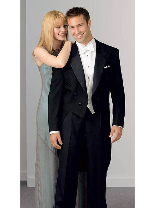 Black 100% Wool Tuxedo Tails Jacket - Neil Allyn
