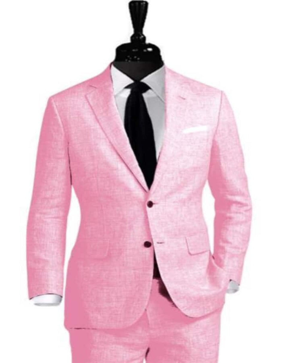 Linen Suit - Mens Summer Suits Pink Color - Beach Wedding - Men's Tuxedo USA