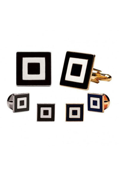 Epoxy Square Studs and Cufflinks Set by Pioneerin