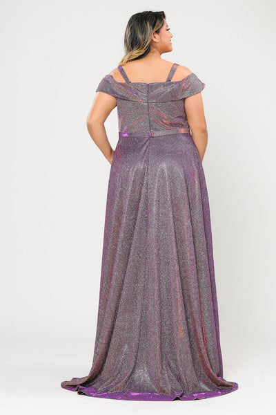 Poly USA W1060 Plus Size Long Off Shoulder Glitter Dress