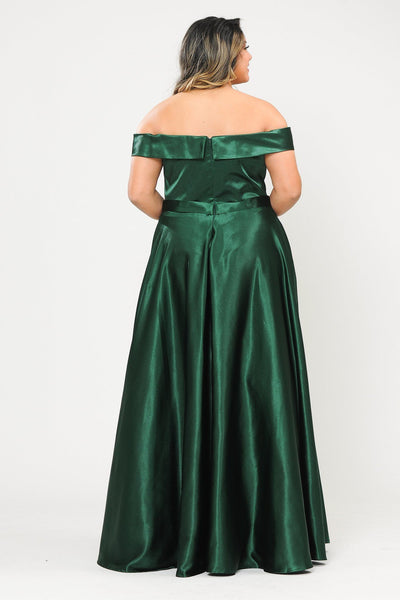 Poly USA W1058 Plus Size Long Off Shoulder Satin Dress