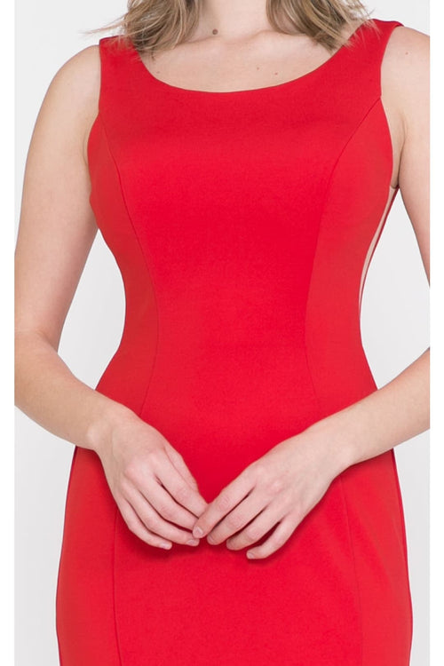 Poly USA 8168 Sleeveless Simple C-Thru Sides Long Bridesmaids Dress