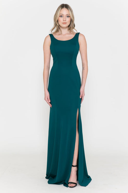 Poly USA 8168 Sleeveless Simple C-Thru Sides Long Bridesmaids Dress