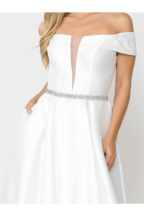POLY USA 8680 Elegant Off The Shoulder Formal Wedding Bridal Gown