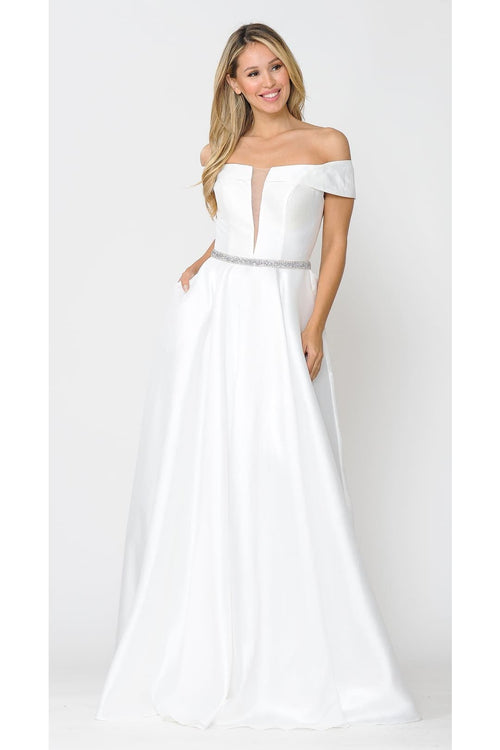 POLY USA 8680 Elegant Off The Shoulder Formal Wedding Bridal Gown