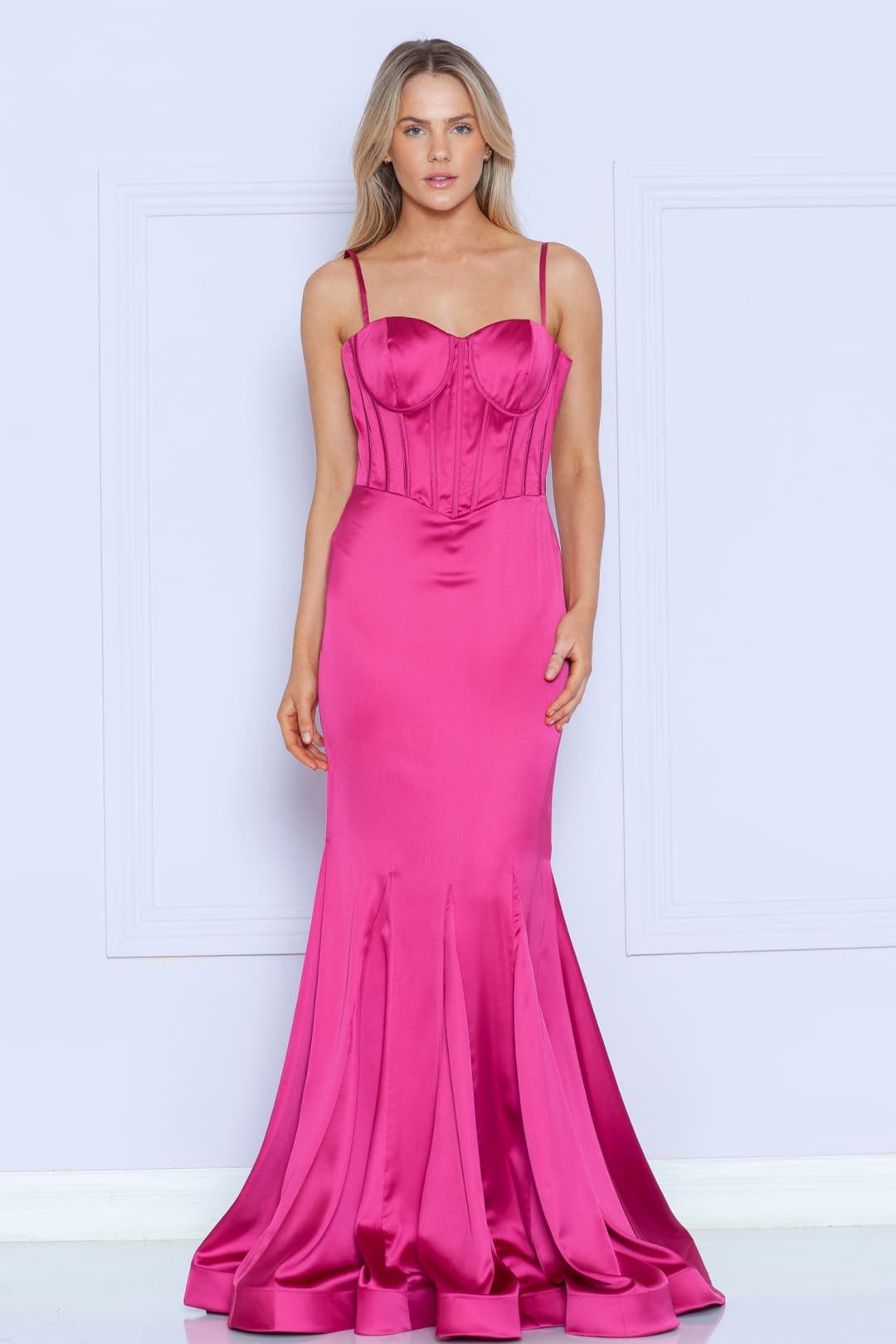POLY USA 9008 Spaghetti Strap Satin Sweetheart Mermaid Formal Dress