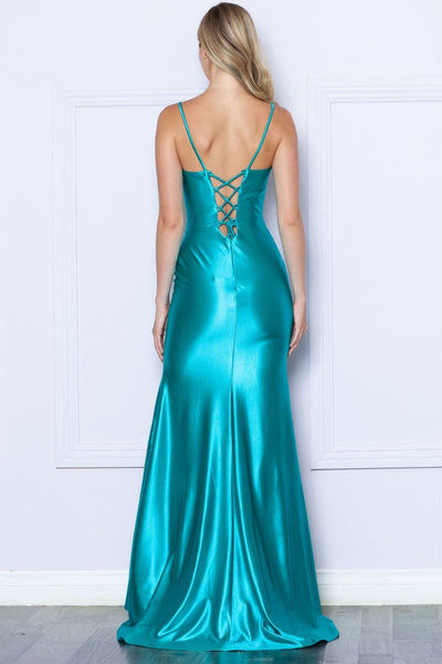 Poly USA 9252 Simple Spaghetti Straps Corset Evening Bridesmaids Gown