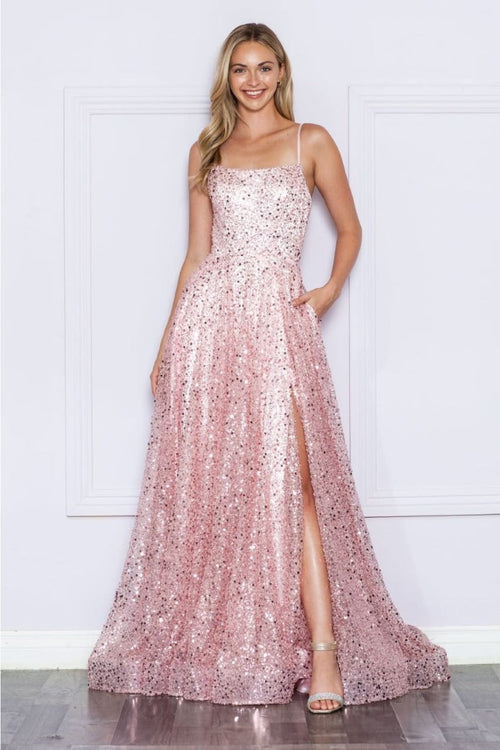 Poly USA 9290 Side Pockets A-Line Pageant Dress