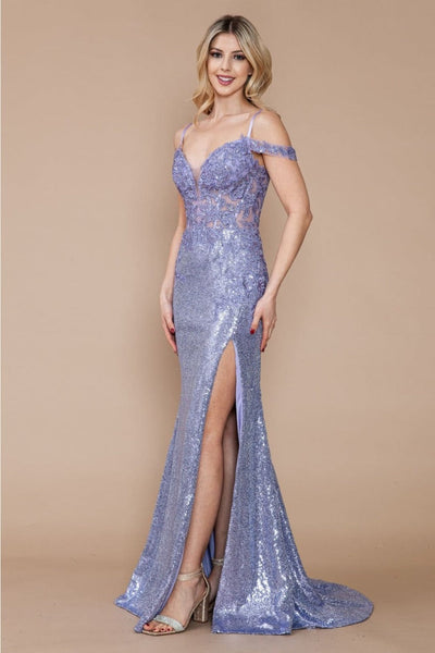 Poly USA 9398 Sheer Floral Appliqued Sequin Pageant Dress