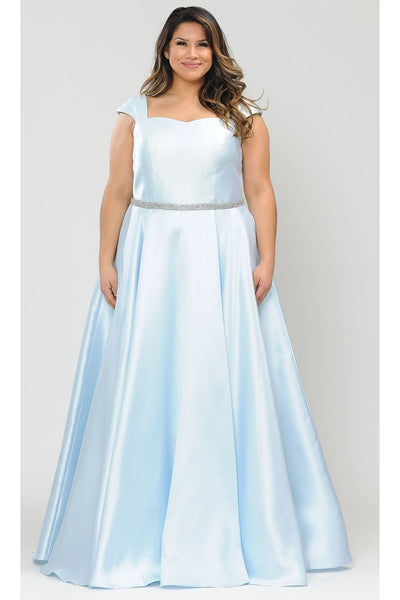 Poly USA W1104 Cap Sleeve A-Line Plus Size Long Prom Evening Gown