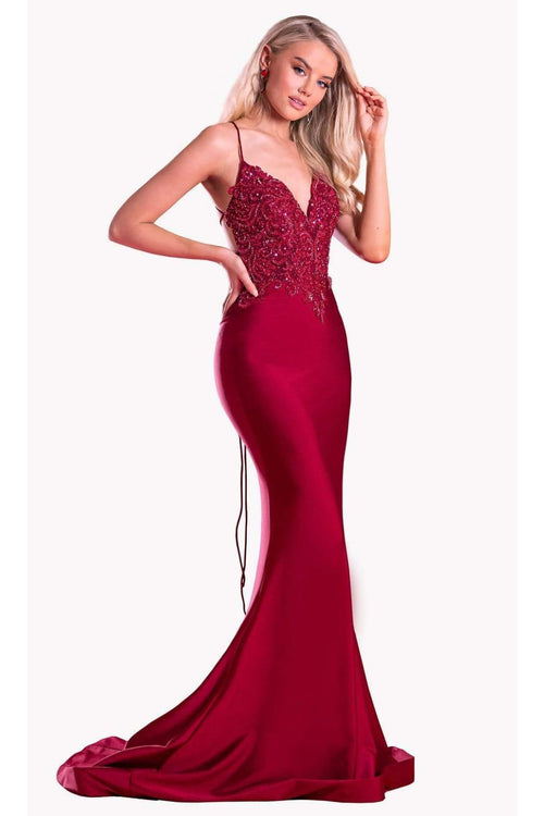 Portia and Scarlett PS21116 -long- Embellished V-Neck Mermaid Dress for a Sophisticated Style