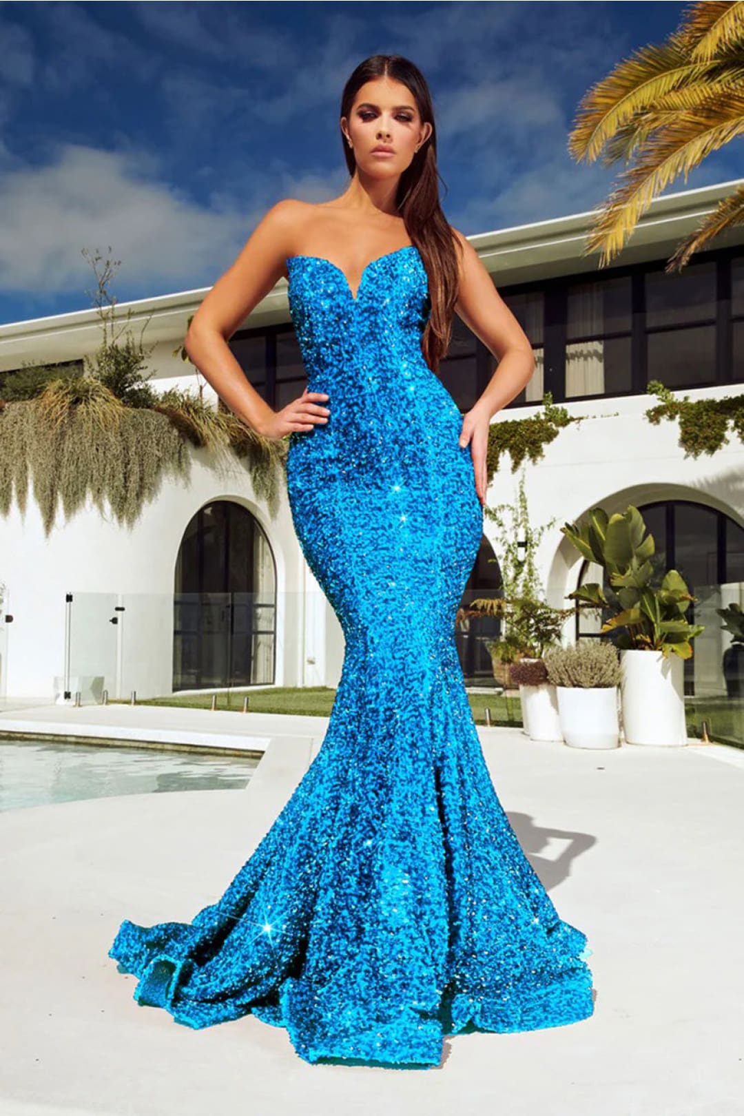 Portia and Scarlett PS21208 Sweetheart Sequined Stretchy Pageant Gown