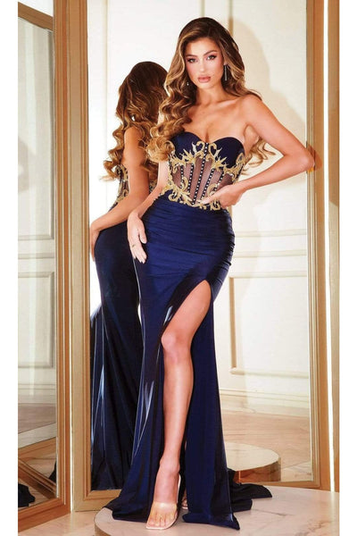 Portia and Scarlett PS22244 -long- Strapless Illusion Cutout Dress for a Modern Touch