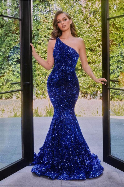 Portia and Scarlett PS22350 -long- One-Shoulder Sequin Mermaid Gown