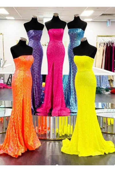 Portia and Scarlett PS22378 -long- Strapless Sequin Prom Dress for Timeless Glamour