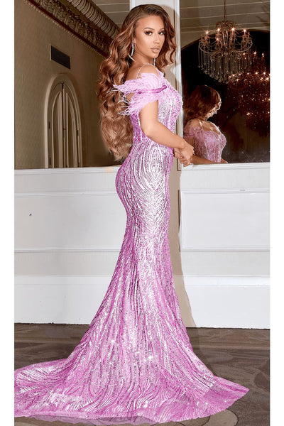 Portia and Scarlett PS22523 Long Feather Sexy Beaded Formal Prom Dress
