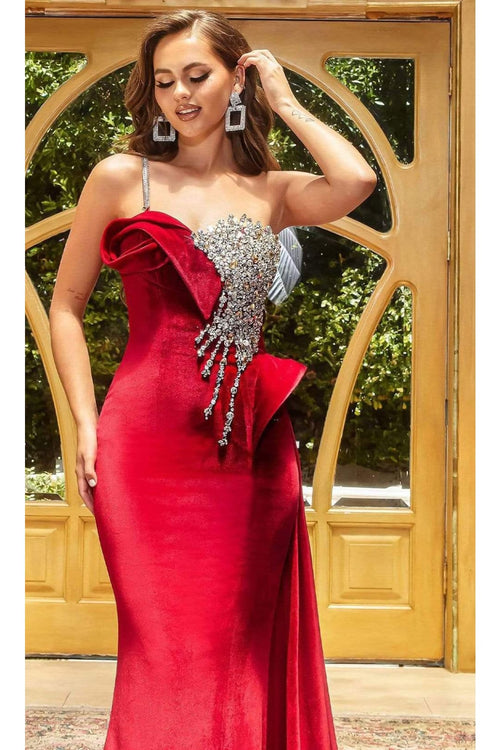 Portia and Scarlett PS22626 -long- Sculpted Gown in Velvet with Rhinestone Accents