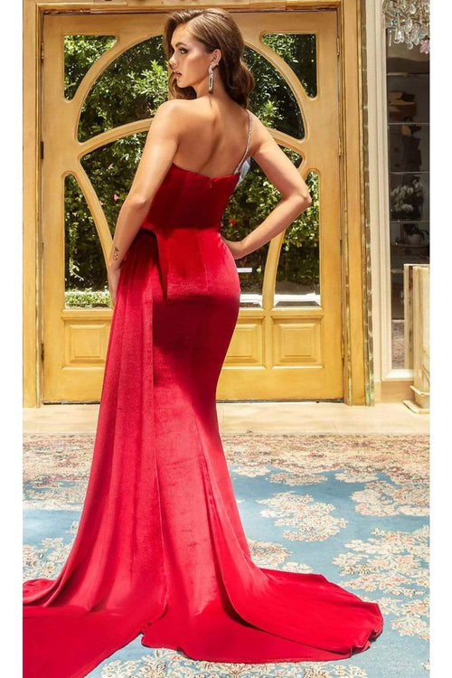 Portia and Scarlett PS22626 -long- Sculpted Gown in Velvet with Rhinestone Accents