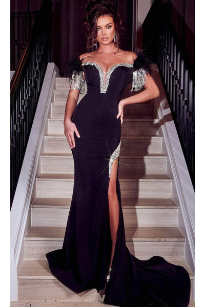 Portia and Scarlett PS23211 -long- Plus Size Prom Gown with Elegant Off Shoulder Embellishments