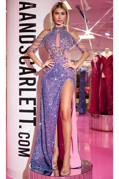 Portia and Scarlett PS23704C -long- Evening Dress with Bejeweled Cutouts